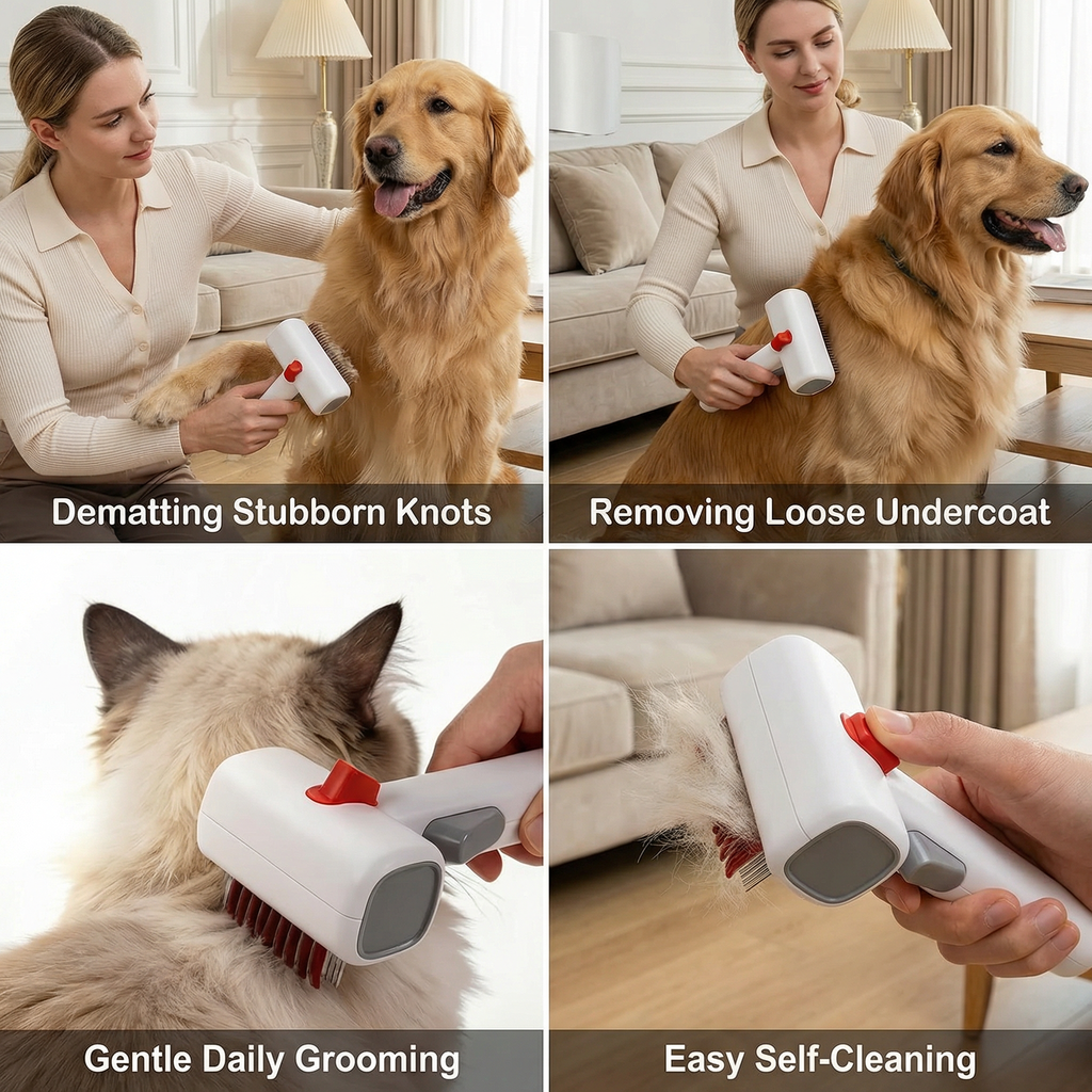 The Sleek in use on dog coat