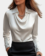 Camille lustrous satin blouse, studio