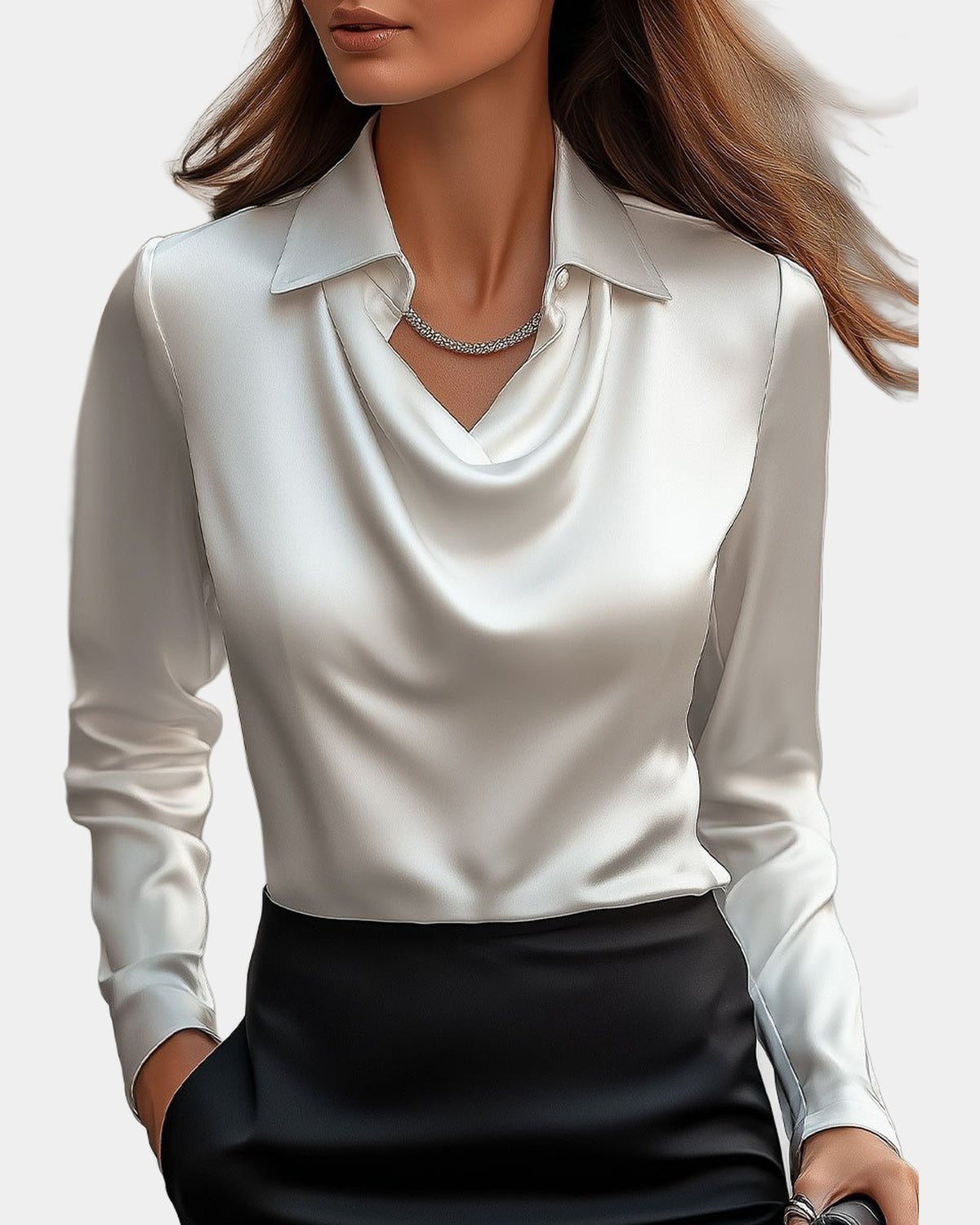 Camille lustrous satin blouse, studio