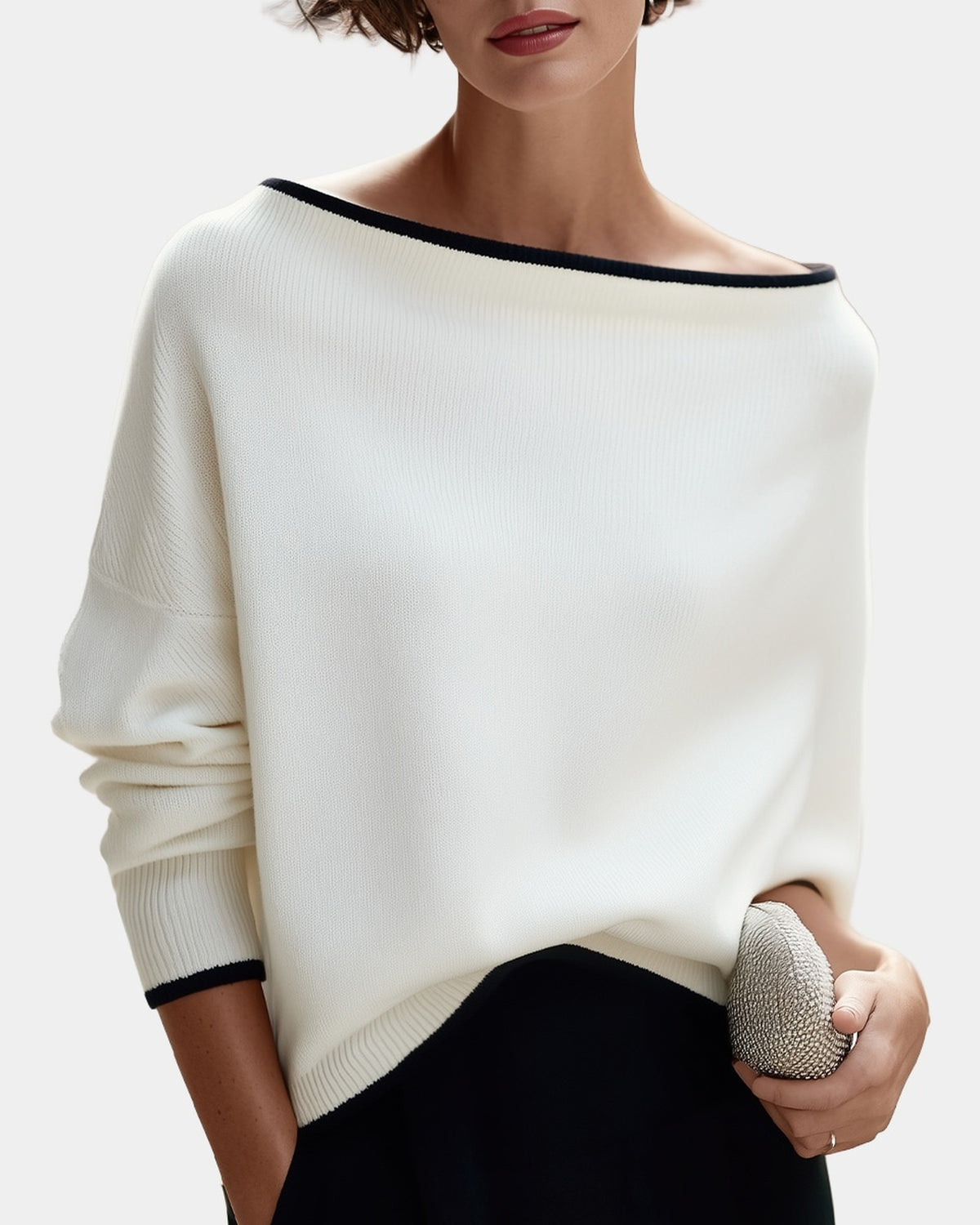 Colette oversized boat-neck knit sweater, studio