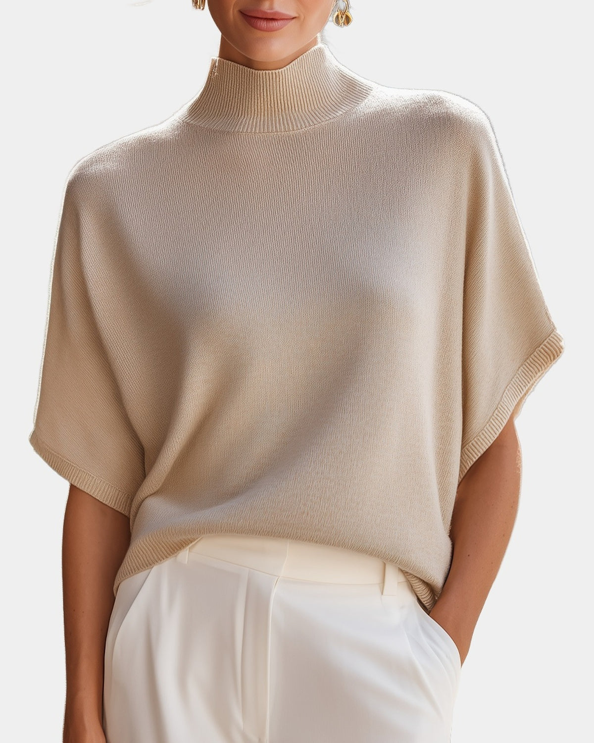 Margaux mock-neck knit top, studio