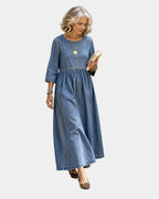 Melissa long sleeve denim maxi dress, studio