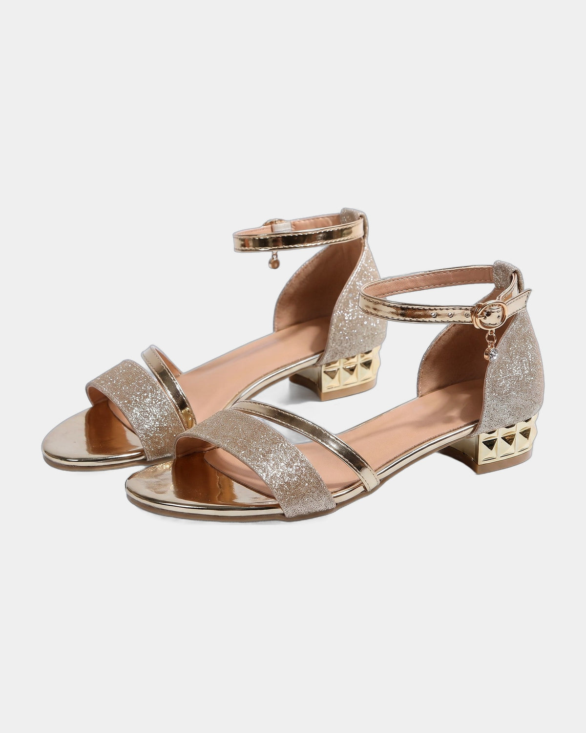 Solange glitter ankle strap sandals in gold