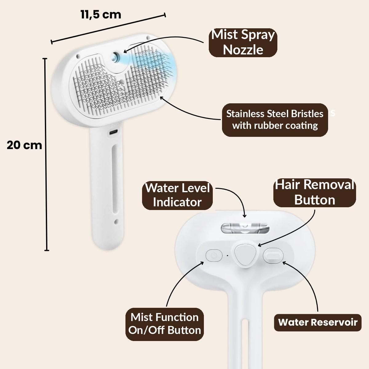 The Steam — USB-C charging and brush head attachments